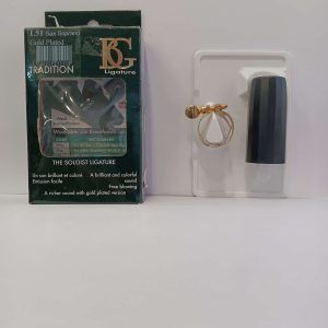 Pianos Arévalo - Juego de abrazadera y boquillero para saxofón soprano BG L51 Tradition Gold Plated