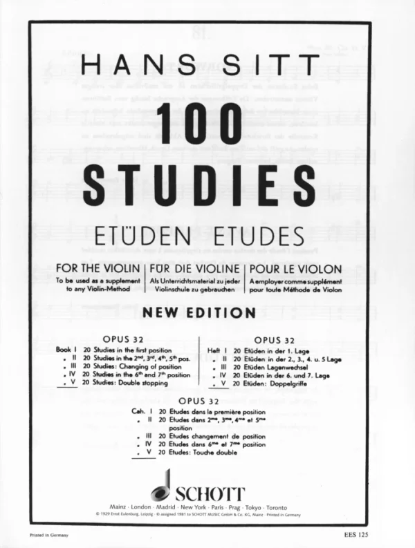 Pianos Arévalo - Sitt. 100 Studies. Op. 32. Book V. 20 Studies: Double stopping (violín)